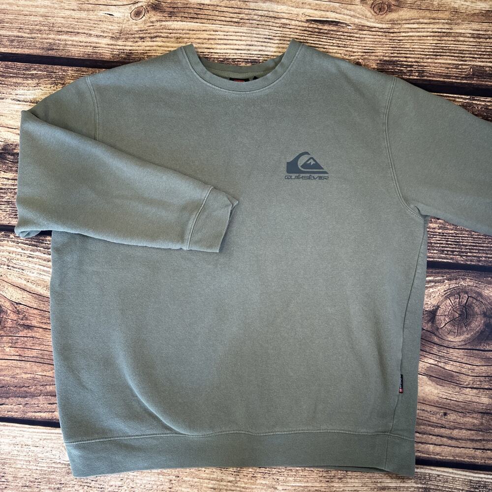 Vintage Y2K Quiksilver Sage Green Logo Surfer Skater Crewneck Sweatshirt Mens XL